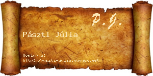 Pászti Júlia névjegykártya