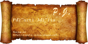 Pászti Júlia névjegykártya